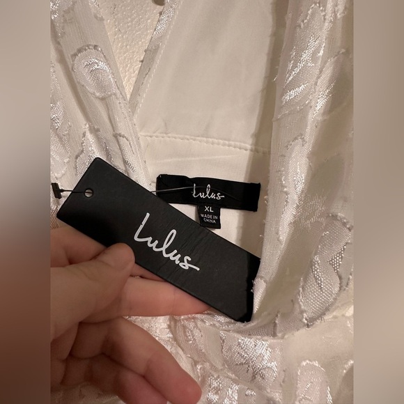 Lulu’s Make It Mesmerizing White Jacquard Tiered Midi Dress size XL - Picture 4 of 7